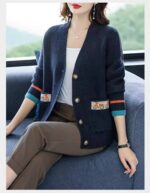 ژاکت بافت جلو دکمه - تصویر 3