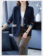 ژاکت بافت جلو دکمه - تصویر 8