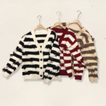 ژاکت بافت جلو دکمه راه راه